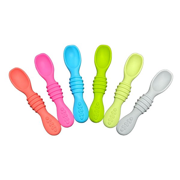 6 Piece Silicone Weaning Baby Spoons for Toddlers and Baby led weaning Baby Weaning BPA-Free Baby Toddler Feeding Flexible Silicon Spoon. Eco Friendly Feeding Training Spoon