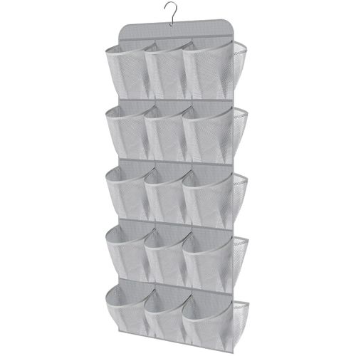 MISSLO 30 Large Pockets Dual Sided Hanging Shoe Organizer for Closet with Rotating Hanger Hanging Shoe Shelves, Grey