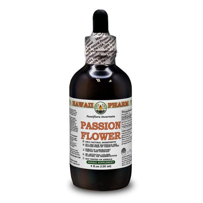 Hawaii Pharm Europe Passionsblume (Passiflora Incarnata) getrocknete Kräuter ALKOHOLFREIER Flüssigextrakt Glycerite 120 ml