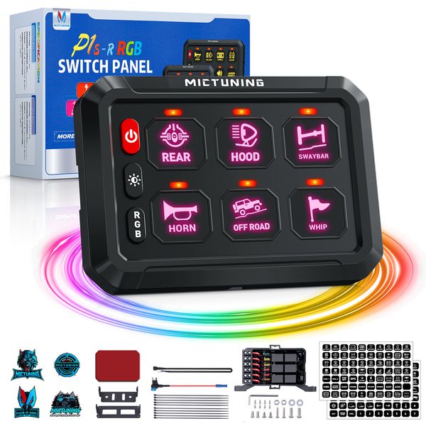 6 Gang RGB Switch Panel On/Off Toggle LED Light Circuit Relay System Box Kit 12V