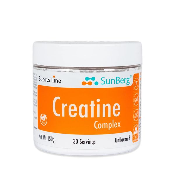 Sunberg Creatine Complex Supplement - 150g Creatine Monohydrate Powder Energy Drink for High Intensity Training Muscle Growth Strength Building & Recovery - Unflavoured Micronized Creatine Powder