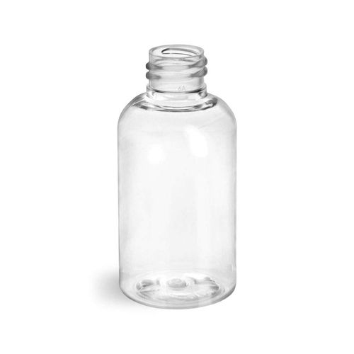 Premium Essential Oil 2 Ounce Boston Round Bottles, PET Plastic Empty Fillable BPA-Free, with Natural Press Down Disc Caps (Pack of 12) (Clear)