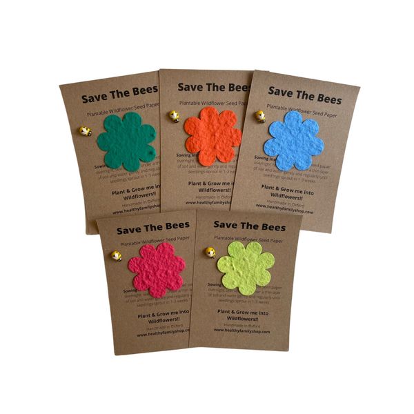 Healthy Family Eco- Friendly Party Bag Fillers. Plastic Free- Party Favours. Seeded Paper Shapes. Plantable seed paper Wildflowers. Craft Paper with Wildflower Seed Mix (Save The Bees)