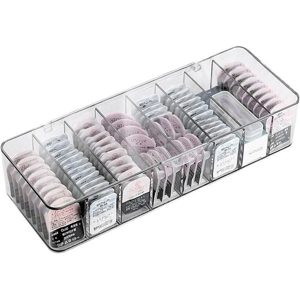 Contact lens storage case with lid, one-day, disposable, color contact lenses, cosmetics, large capacity, transparent, gray (gray)