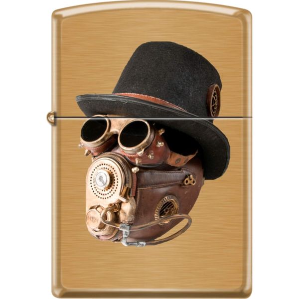 Zippo Industrial Machinery, Hat Goggle Mask, Steam Punk, Brushed Brass Lighter