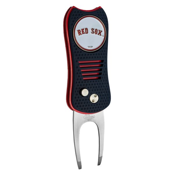 Team Golf MLB Boston Red Sox Retractable Divot Tool with Double-Sided Magnetic Ball Marker, Features Patented Single Prong Design, Causes Less Damage to Greens