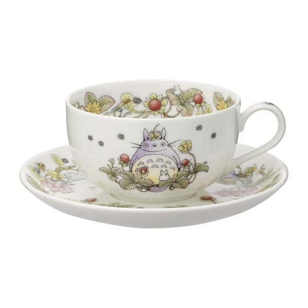 Noritake T97285A/4660-3 My Neighbor Totoro Tea Cup & Saucer, Mock Strawberry Version, 11.0 fl oz (325 cc), Microwave Safe, 1 Pair, Bone China