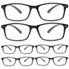 KoKoBin 6 Pack reading glasses Ultralight rectangular Glasses for men women Computer Reader (6 Pack Black, 1.5, Dioptres)