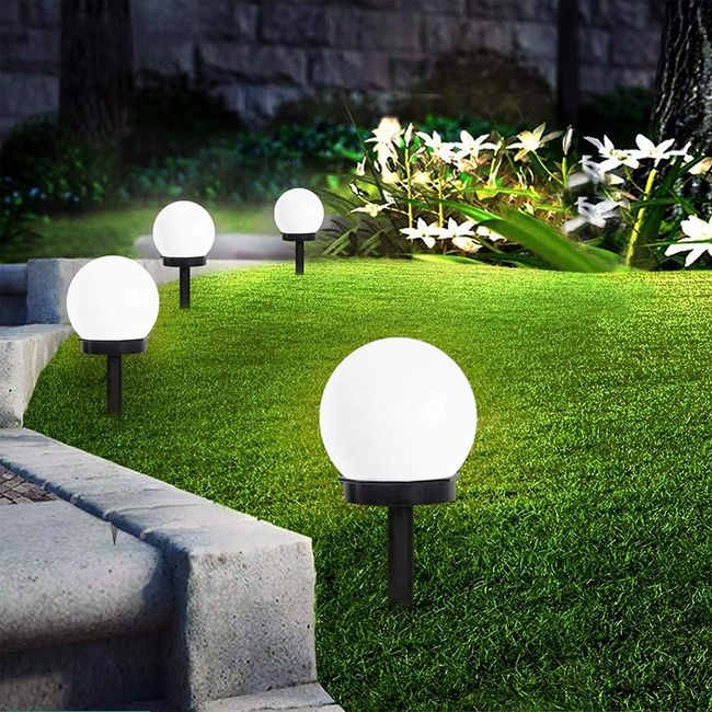 INCX Solar Lights Outdoor, 8 Pack LED Solar Globe Powered Garden Light Waterproof for Yard Patio Walkway Landscape In-Ground Spike Pathway, Cold White