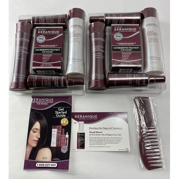 Lot of (2) Keranique Hair Regrowth Treatment System Kits.