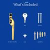 XFORT Cranked Locking Window Handle Installation Kit in Polished Brass, Right Hand UPVC Window Handle Replacement, Offset Lockable Window Lever