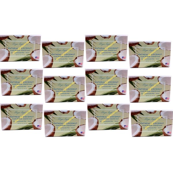 LOT 12 x Shugar Soapworks Oatmeal & Coconut Soap Bar 5 oz Each BRAND NEW SEALED
