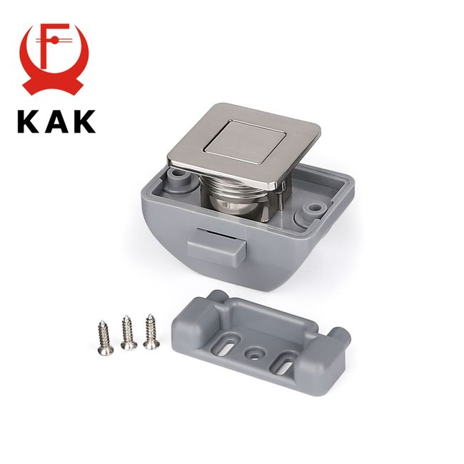 Concealed Small Push Knob Latch Lock for Caravans, RV and boats Satin Nickel