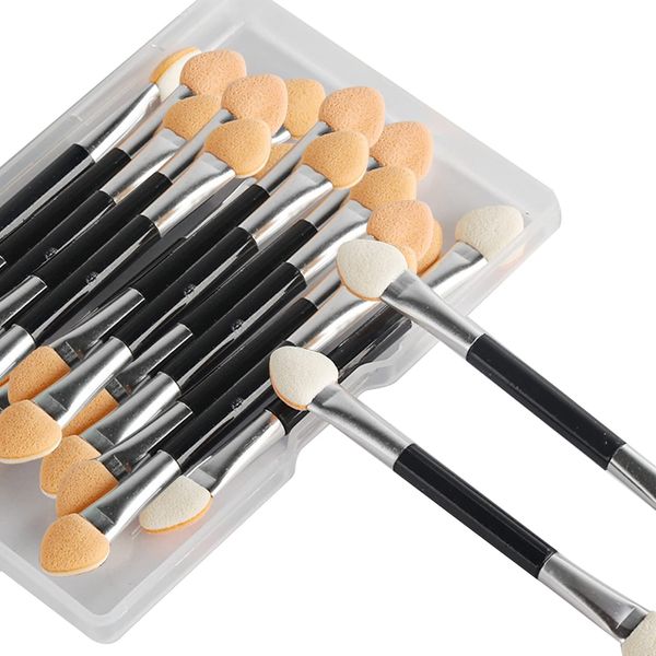 Neuorge 30pcs Disposable Dual Sides Eyeshadow Applicators, Professional Double Head Sponge Brushes Eye Makeup Cosmetic Tool with Box for Women Girls(2.95inch, Black)