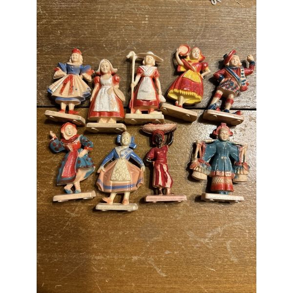 Lot Of 9 Vintage Commonwealth Figure Toy Miniature Doll Country Mini Cake Topper