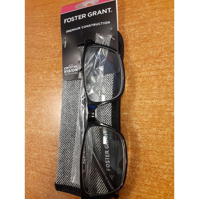 Foster Grant Cole Men's Crystal Vision Reading Glasses, Black, +2.75  - E17B