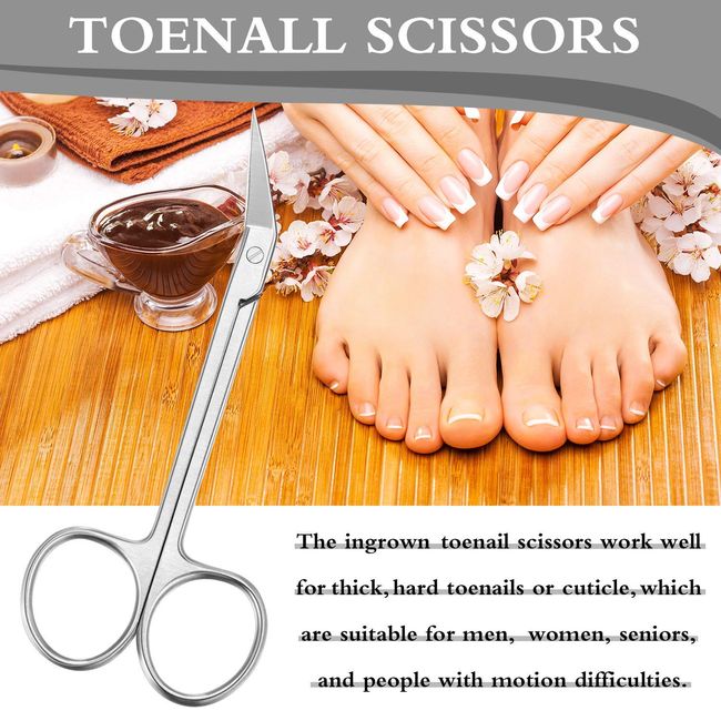 Long Handled Toenail Scissors Easy Grip Clipper for Elderly Thick Nail Cuticle Trimmer Manicure Pedicure Tool, Silver