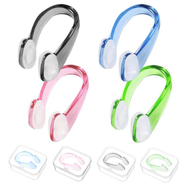 4 Stück Nasenklammer Schwimmen – wasserdichte Anti-Rutsch Nasenclips für Erwachsene & Kinder – Nasenschutz Nasenclips Protector mit Aufbewahrungsbox, Ideal für Anfänger & Profis