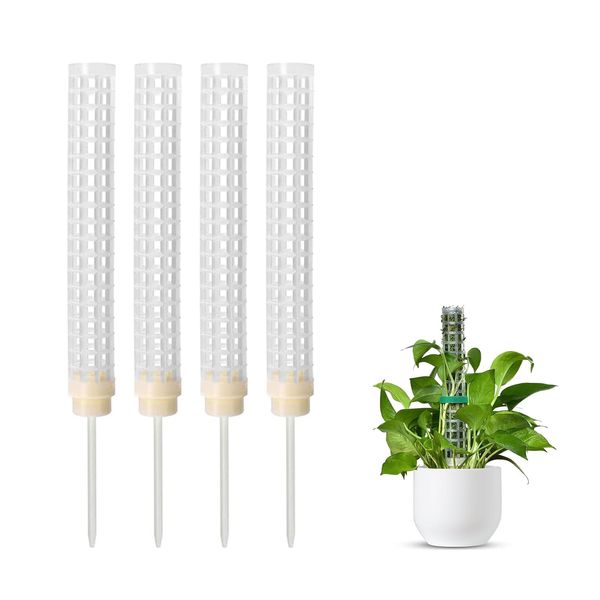 happykau Mospole Stanch, Set of 4, Connectable, Ornamental Plants, Garden Posts, Plants, Monstera, Plastic, Gardening, Plant Support, Indoor Plant Growth, Use for Climbing Indoor Plants (4, White)