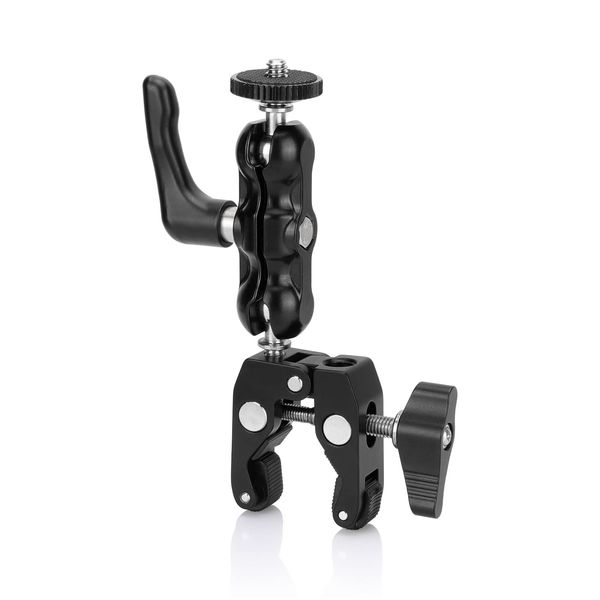 SZRIG Multifunction Ball Head Clamp Magic Arm Adapter with Bottom Clamp Super Sturdy Central Locking Knob (Black)
