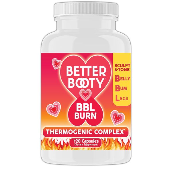 Better Booty BBL Burn Thermogenic Complex Capsules, Tone & Sculpt Belly, Bum + Legs w. Garcinia Cambogia, Guarana, Green Tea Ext, ALA, & Cayenne Pepper Supplement (120ct, 60 Servings)