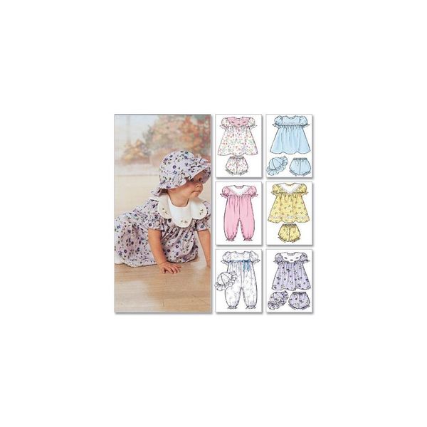 Butterick Patterns B4110 Infants Dress/ Panties/ Jumpsuit/ Hat, Pack of 1, White