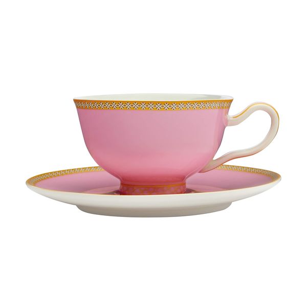 Maxwell & Williams HV0138 Teas & C’s Kasbah Tea Cup and Saucer Set in Gift Box, Porcelain, Hot Pink, 200 ml