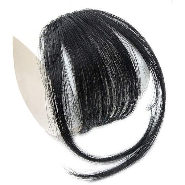 Hair Bangs Fringe Clip, Clip in Bangs, Air Bangs Fringe Synthetic Hair Extensions,Hairpiece Bangs,One Piece Fringe, 1b Black