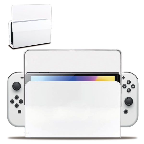 Custom Faceplate Cover for Nintendo Switch OLED Charging Dock, Anti-Scratch Switch OLED Dock Cover Clear Hard PC Replacement Shell for Switch OLED Charging Dock, Transparent
