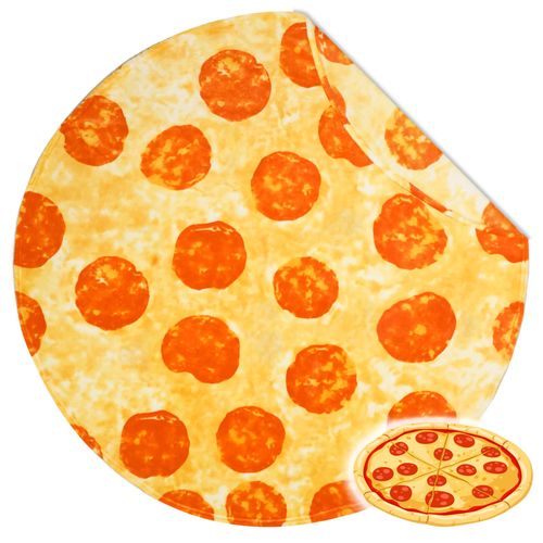 Bnuitland 80 Inch Pizza Funny Blanket with Pouch, 300 GSM Double Sided Giant Novelty Tortilla Realistic Food Blanket for Your Family, Adults and Kids