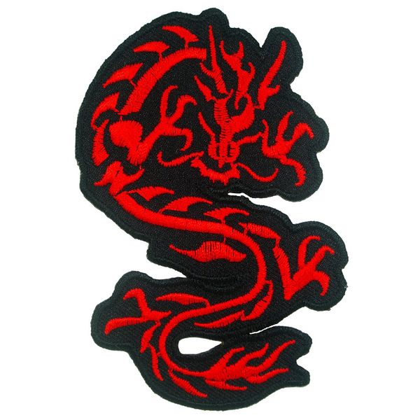 Chinese Red Dragon Iron on Embroidered Patches