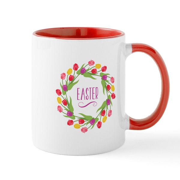 CafePress Easter Wreath Mugs 11 oz (325 ml) Ceramic Coffee Mug