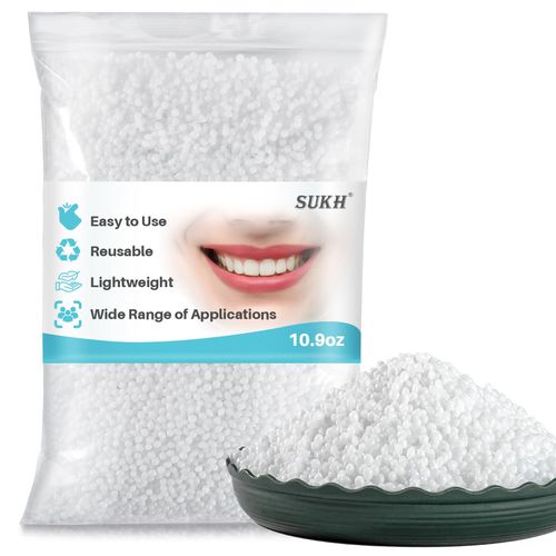 Sukh 10.9oz Moldable False Teeth Beads - Tooth Repair Kit,Repair Thermoplastic Beads,Plastic Pellets for DIY Tooth Filling,Halloween Vampire Teeth Fangs Ideal for Chipped, Cracked