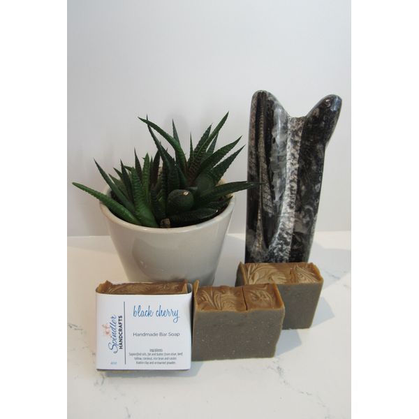 BLACK CHERRY - Moisturizing Handmade-Homemade Beef Tallow Clay Bar Soap