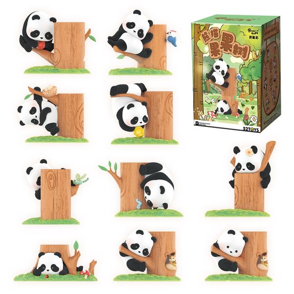 52TOYS Pandaroll Fruit Tree Climbing 1PC Action Figure, Collectible Toy Kawaii Creative Gift Room Decor Desktop Decoration, Gift for Birthday Party