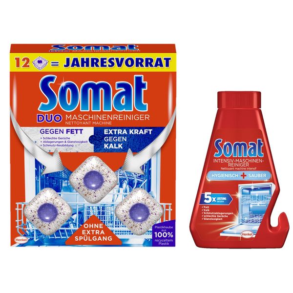 Somat Dishwasher Set Duo Machine Cleaner Year Supply + Intensive Machine Cleaner