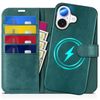 TUCCH iPhone 16 Compatible Case Notebook Type 2 in 1 Separating Type iPhone 16 Notebook Type Case Detachable [RFID Blocking] Card Pocket Horizontal Stand Function Shock Absorption Full Protection PU