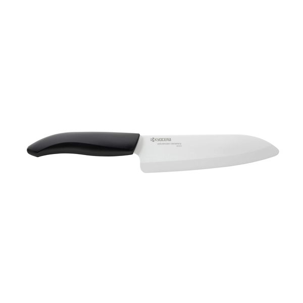 Kyocera Advanced Ceramic Revolution Series 6-inch, Chef's Santoku Knife, Black Handle, White Blade , 6 Inch - FK-160 WH