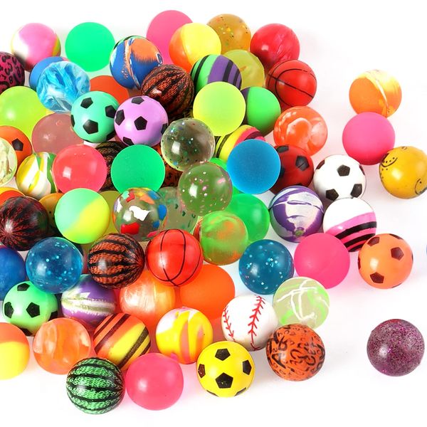 Pllieay 50 Pieces Colorful Bouncy Balls Bulk, Mixed Pattern Bouncy Balls for Kids Party Favors, Prizes, Birthdays Gift