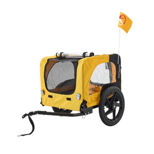 Yellow Heavy Duty Foldable Utility Pet Stroller Dog Carriers Bicycle Trailer