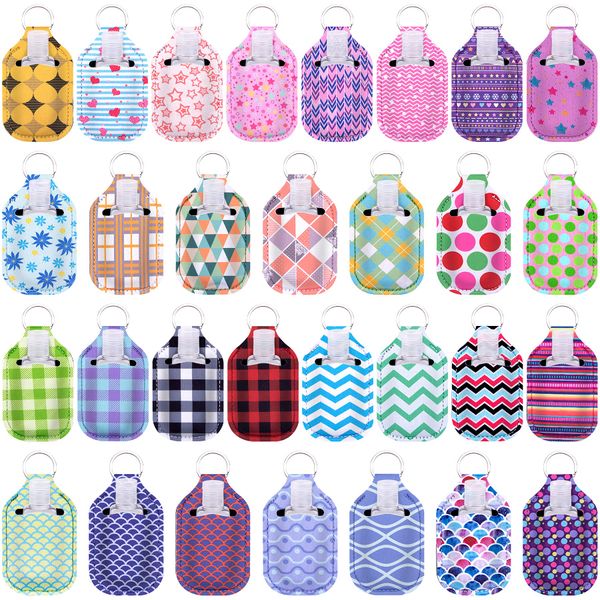 Duufin 60 Pcs Hand Sanitizer Keychain Holders Set with 30 Pcs Empty Bottles 30 Pcs Hand Sanitizer Holder for Backpack Purse