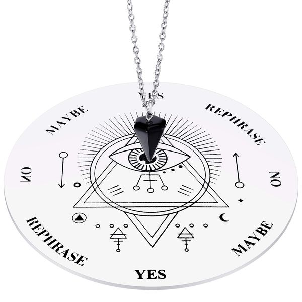 Jetec Wooden Pendulum Board Dowsing Divination Pendulum Witchcraft Altar Supplies with Crystal Necklace and Wooden Pendulum Board Metaphysical Message Board Kit, 3.9 Inch(White)