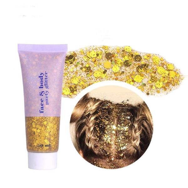 PAQIMAN Gold Body Glitter,Sparkling Neon Outfit Party Holographic Sequins Paint Body Glitter Gel Makeup. (02# Gold)