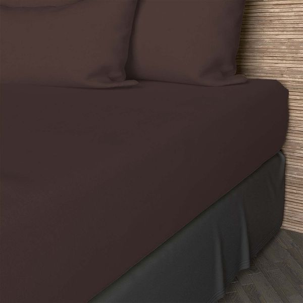 Soleil d'ocre, Fitted Sheet, Cotton, 57 Threads, Brown, 140 x 190 cm