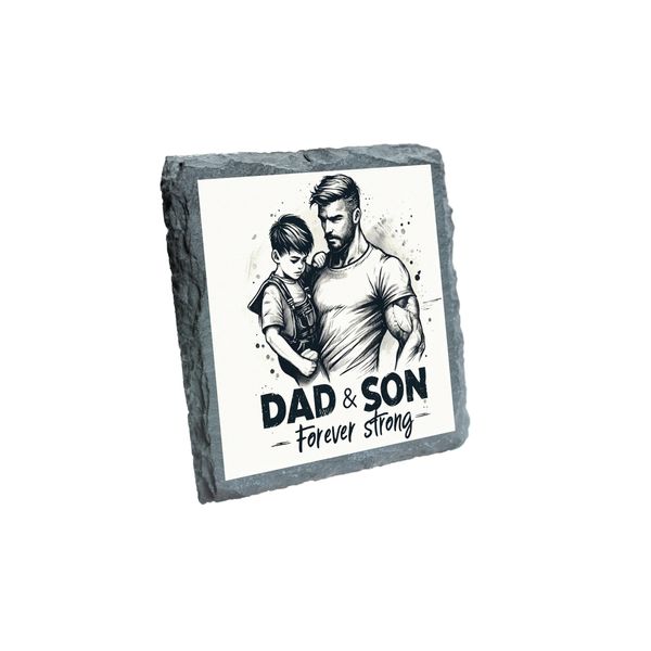 Dad & Son – Forever Strong Slate Coaster (slco-kf25-3588)