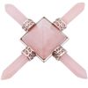SUNYIK Stone Pyramid Energy Generator, Healing Crystal Point Four Directions Decoration for Reiki Balancing Meditation, Rose Quartz
