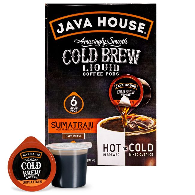 Java House Cold Brew Coffee, Sumatran Dark Roast Coffee Concentrate Liquid Pods, 6 ct…