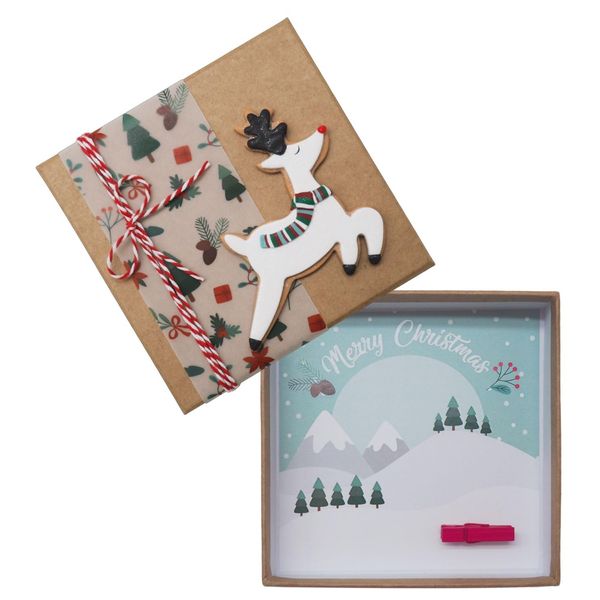 ZauberDeko Geldgeschenk Weihnachten Verpackung Geschenk Personalisiert Natur Rentier Schal Schneelandschaft Gutschein