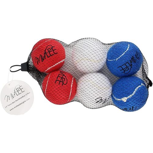 Midlee 4th of July Dog Tennis Balls- USA Red White & Blue Pet Toy Ball- Set of 6