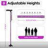 Extended Handle Walking Cane for Men & Women, Solid Base Foldable Canes (Purple)